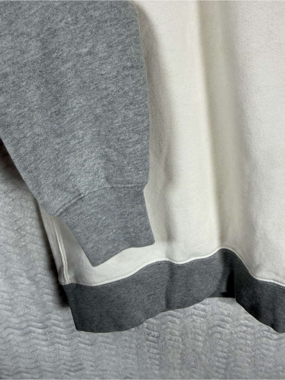 J. Crew Two-Tone Fleece Crewneck - White & Gray. 100% Cotton - Picture 5 of 8